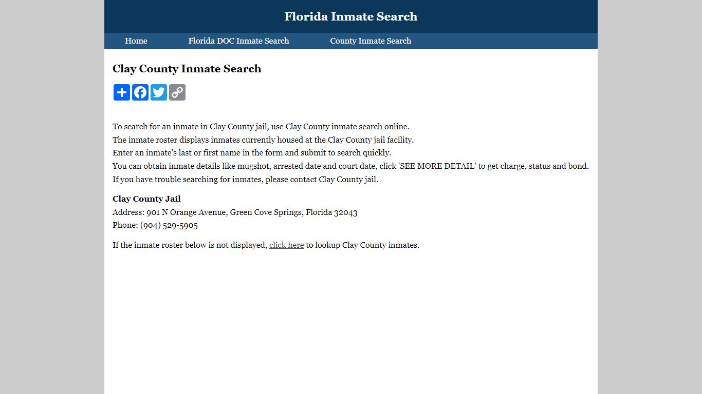 Clay County Inmate Search